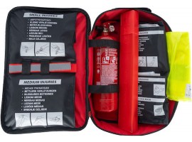 Τσάντα πρώτων βοηθειών με περιεχόμενο βάσει DIN 13164 και πυροσβεστήρα 1Kg